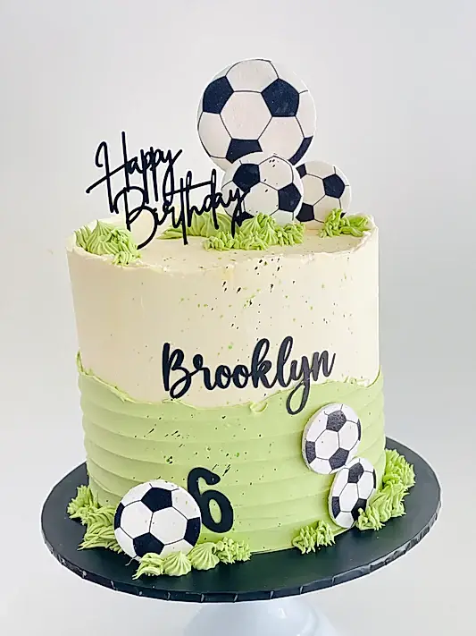 Football or soccer themed customisable birthday cake Brisbane